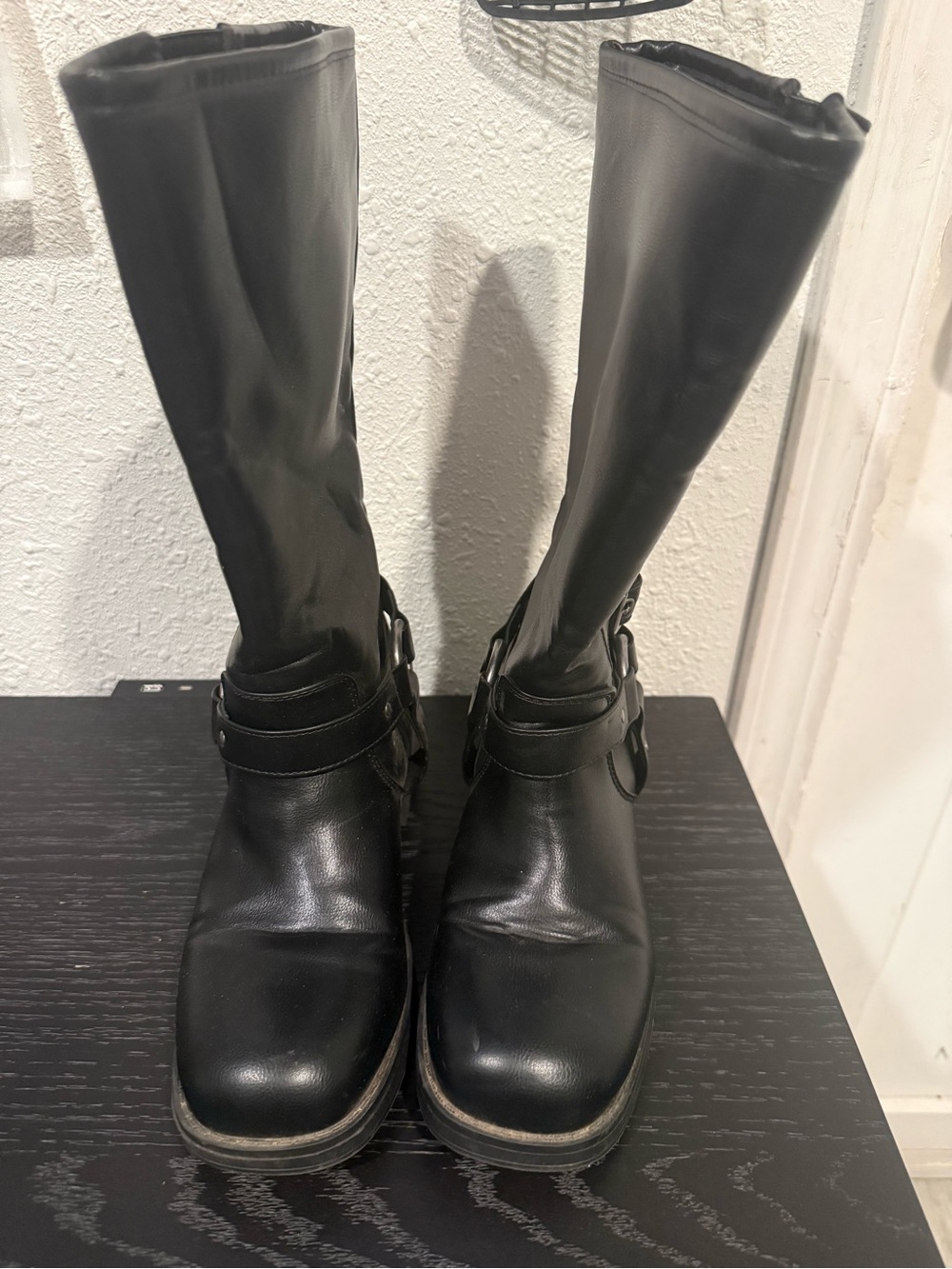 Sugar Black Tall Moto Buckle Boots
